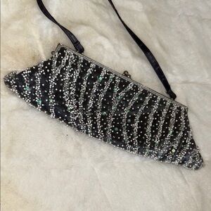 Vintage Elegant Black and Silver Clutch Bag
